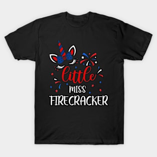 American Little Miss Firecracker 4th July USA Toddler Girl T-Shirt